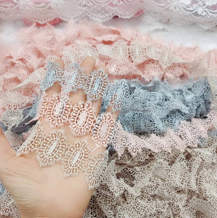 2 м/лот 3 8 см Изысканная розовая серая хаки вышитая ткань цветок Венецианские