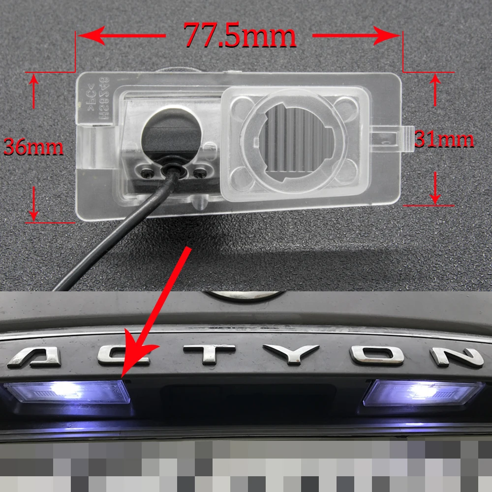 Автомобильная камера заднего вида HD с изображением рыбий глаз для спорта SSangYong