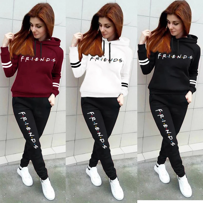 

Winter Hoodies Suits Men Fashion Fleece Friends Hoodie Brand Pants Casual Jogger Suit Tracksuit Sweatshirt Friend Woman Pullover