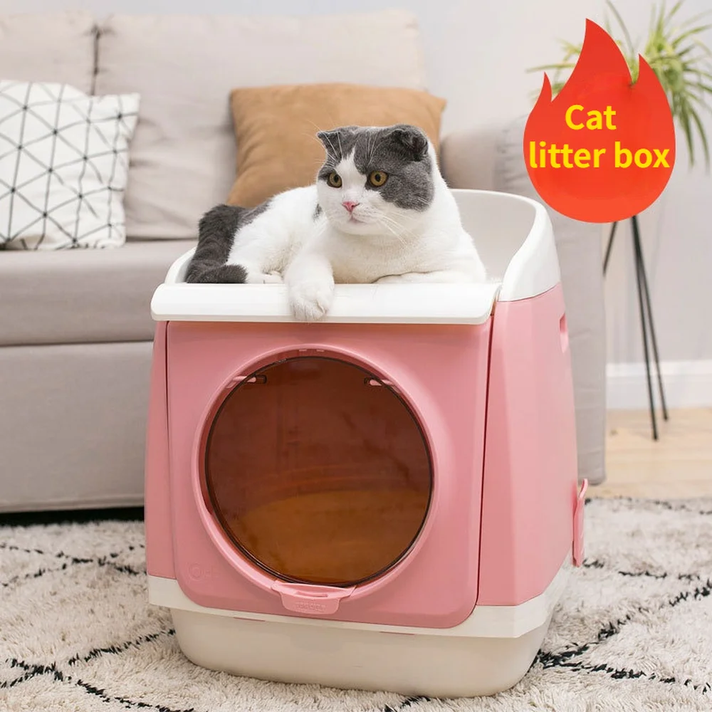 

CAT Free Cabin Cat Litter Box Double Door Fully Enclosed Cat Toilet Splash-proof Folding Cat Litter Box Furniture