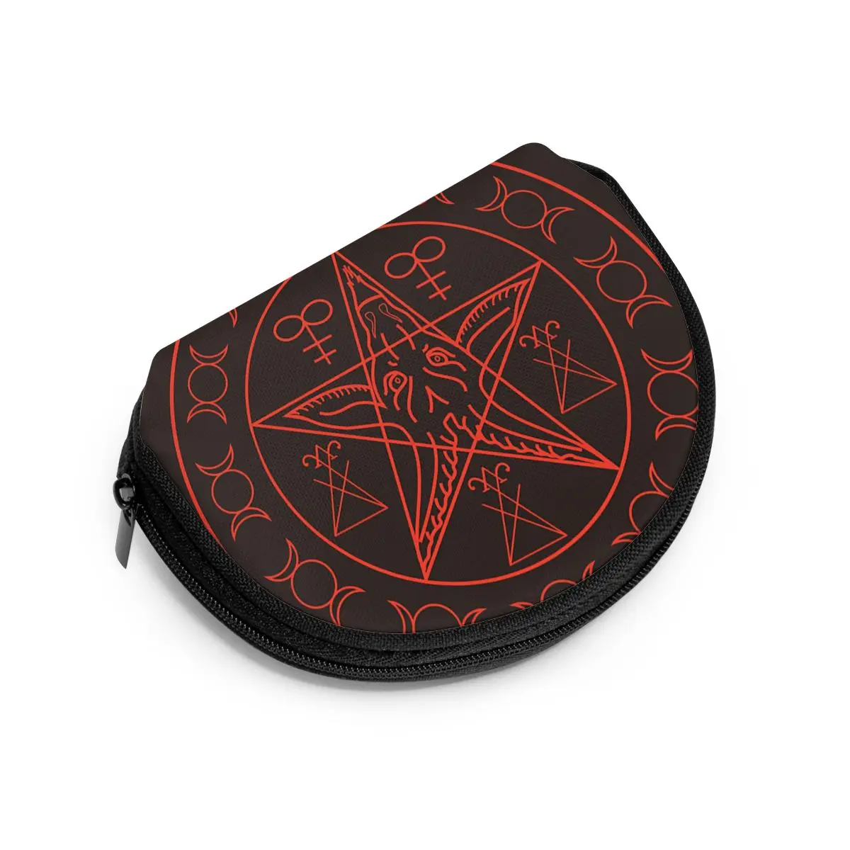 

Women Wallets Zipper Small Wallet Short Credit Card Coin Purse FemaleWiccan Cross Of Sulfur Triple Goddess Baphomet And Lucifer