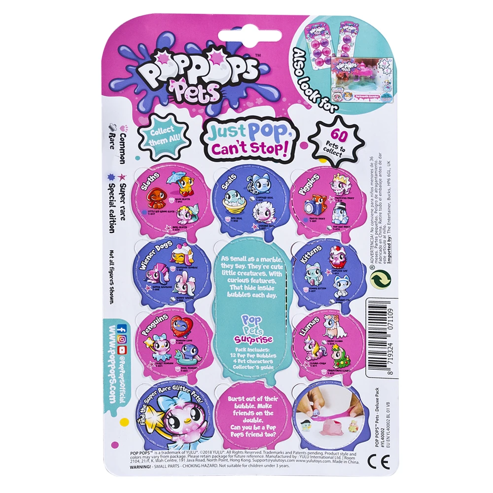 Игровой набор PopPops Pets Питомцы со слаймом (12 штук) для детей|Пластилин| |