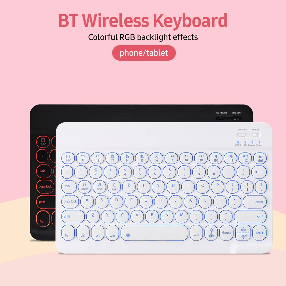 

Беспроводная Bluetooth-клавиатура 0301D, ультратонкая круглая мини-клавиатура с 78 клавишами подсветки для планшетов/ноутбуков/компьютеров Android/...
