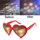 Женские солнцезащитные очки в форме сердца, очки с эффектом дифракции в виде сердца, меняющие свет, 2021