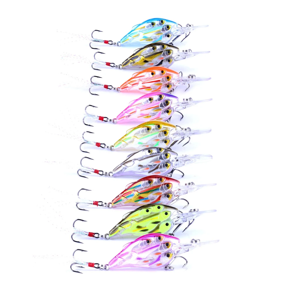 

YUZI Hard Plastic Crankbiat Fishing Lure 7.5CM 9G 6# hooks Group Fishes Swimbait Minnow Fishing TAackle