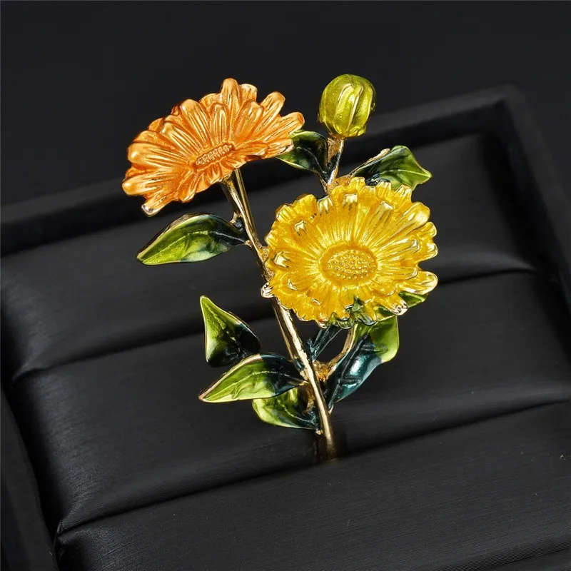 Terreau Кэти Желтый букет ромашек эмалированные Броши металлические цветы