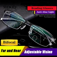 new mens distance and near reading glasses multi focus automatic adjustment degree anti blu ray presbyopia hd glasses