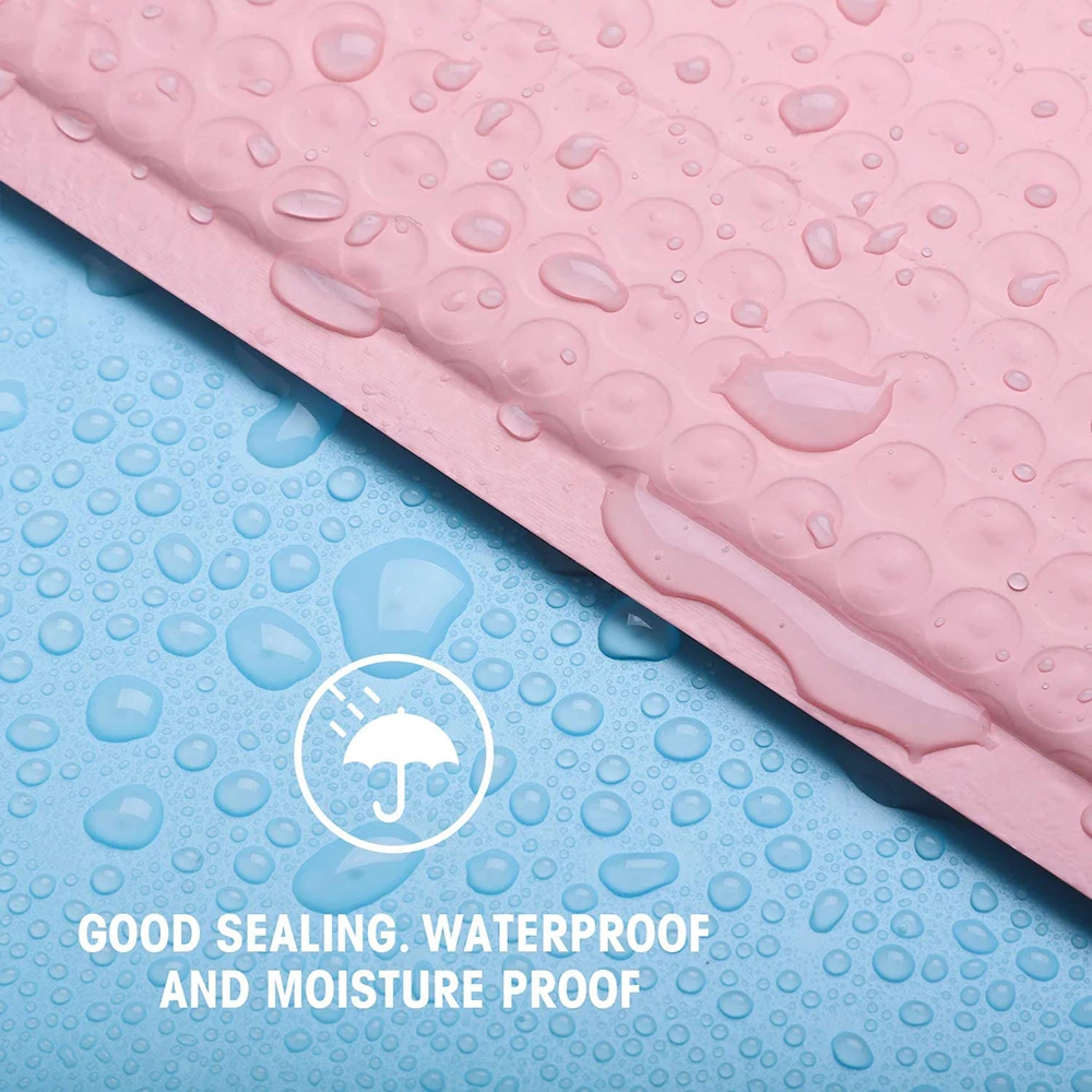 100 Pcs Holographic Mail Pink Mailer Poly Bubble Padded Mailing Envelopes for Packaging Self Seal Shipping Bag Bubble Padding