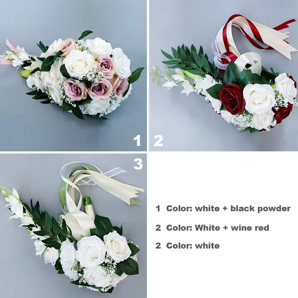 

Artificial Flower 3 Color Bride Fashion Bridesmaid Girl Rose Flowers Wedding Party Bouquet Flower Artifical Ranunculus Festive