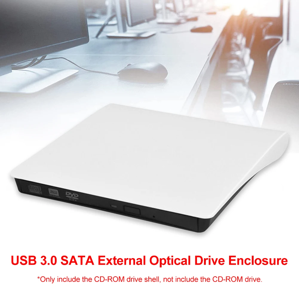 

5Gbps 12.7mm USB 3.0 SATA External DVD CD-ROM RW Player Optical Drives Enclosure Case for Desktop Notebook Computer NO Drive