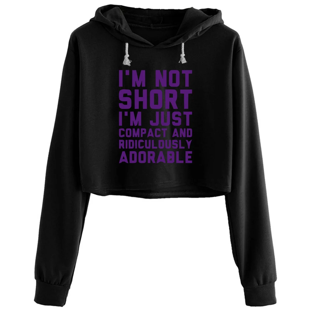 

Im Not Short Crop Hoodies Women Goth Grunge Harajuku Anime Pullover For Girls