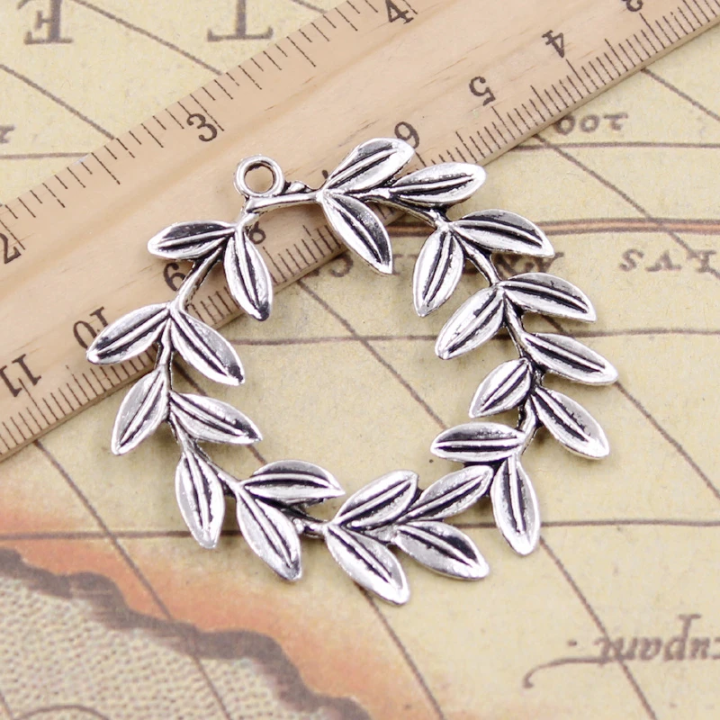 5pcs Charms olive branch wreath 52x53mm Tibetan Silver Color Pendants Antique Jewelry Making DIY Handmade Craft