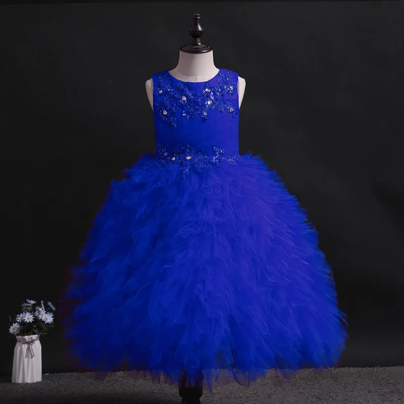 

Yoliyolei Creative Cake Layered Kids Dresses Tulle Gowns Children Casual Long Party Holidays Wear 2-12 Years Princess Clothing