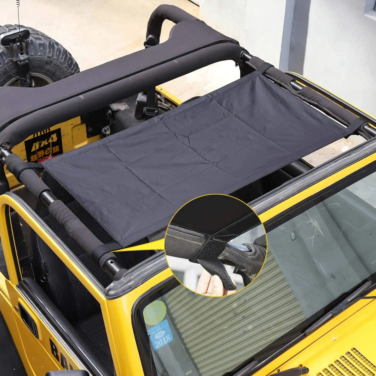 

Car Roof Hammock Cargo Net Sunshade for Jeep Wrangler YJ TJ JK JKU JL JLU 1987-2019