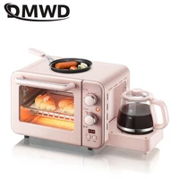 dmwd 3 in 1 electric breakfast machine toaster oven home coffee maker milk warmer pizza egg tart oven frying pan bread maker