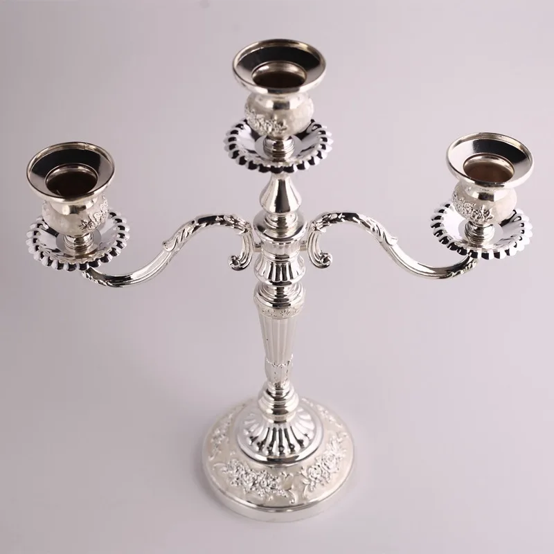Серебряный металлический подсвечник с 3 руками для свадебного стола подставка
