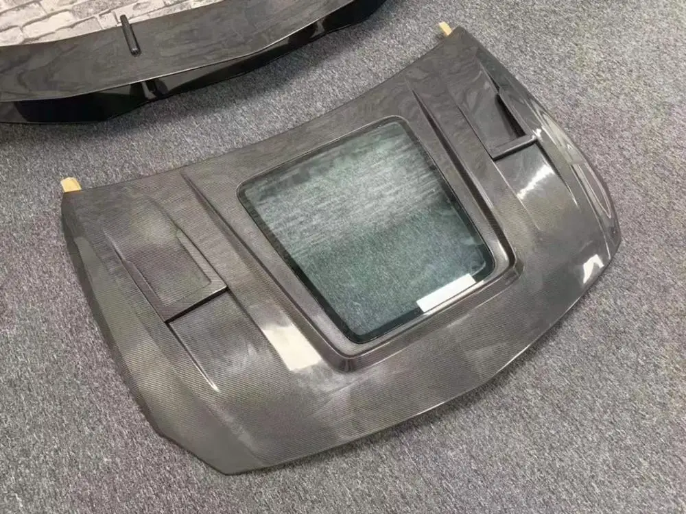 Карбоновое волокно прозрачное стекло переднего бампера двигателя капот