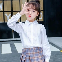 2021 school girl blouse autumn white shirt childrens clothing long sleeve tops for 12 years old teenage school uniform teens 10