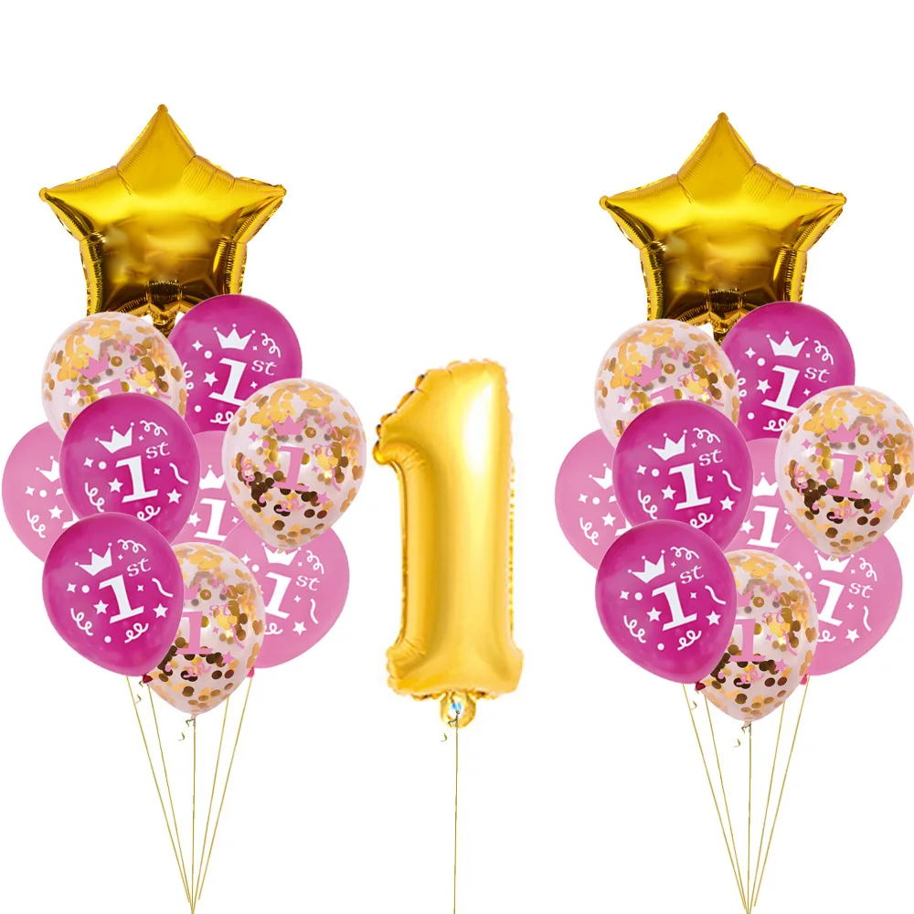 21 шт./лот 40 дюймов номер 1 фольгированные шарики для детского душа первого дня