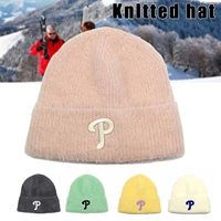 knitted beanie cap thick warm plush stretch hat cap one size fits all gift for unisex adult winter christmas new years h9