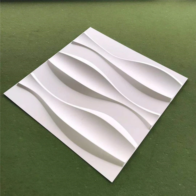 Матовые Белые ПВХ текстуры украшения 3D стеновые панели большая волна обшивка 19 7
