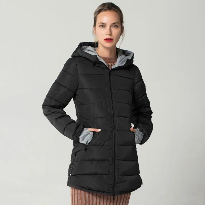 

Winter Women Coat Casual Parkas Elegant Mid Long Cotton Padded Jacket Warm Hooded Temperamental Brazilian Ladies Outwear