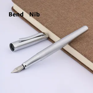Роскошные Duke 209 перьевая ручка Нержавеющаясталь серебро изгиб 1,0 мм перо Бизнес стационарный