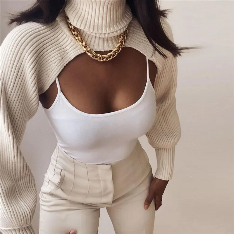 

Ladies Fashion Y2K Sweaters Long Sleeve Turtleneck Cover Top Women Long Sleeve Backless Knitted Pullovers Solid Color Fall