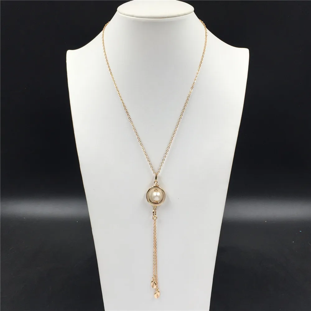 2020 New Trend Gold Color Plating Pearl in Circle Shell End Decorated Long Neckalce For Women Girl Delicate Gorgeous Jewelry | Украшения и