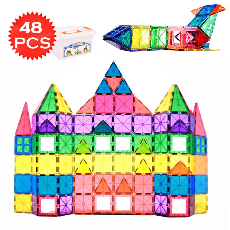 

48PCS Big Size Magnetic Building Blocks Designer Set Magnetic Constructor Toys Model & Building Bricks Toys for Children Gift