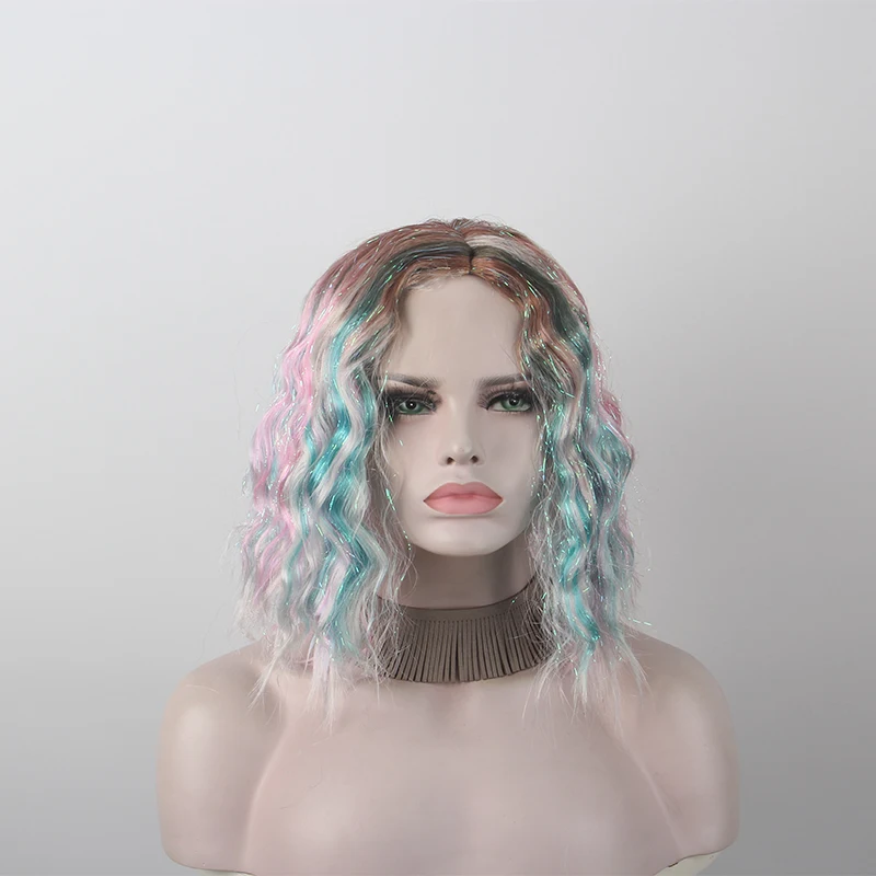 Anxin 2020 цветной парик малого объема без челки высокотемпературный Шелковый