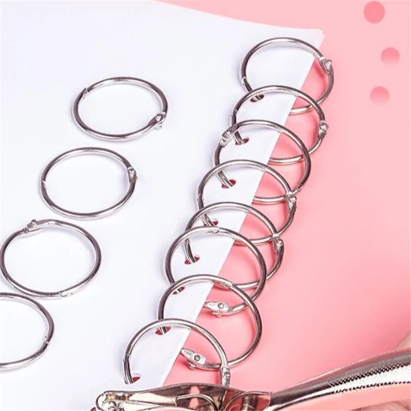 

Metal Ring Binder with hole puncher loose leaf book binder hinged rings Circle Clips for scrapbook kraft album Office Supplies