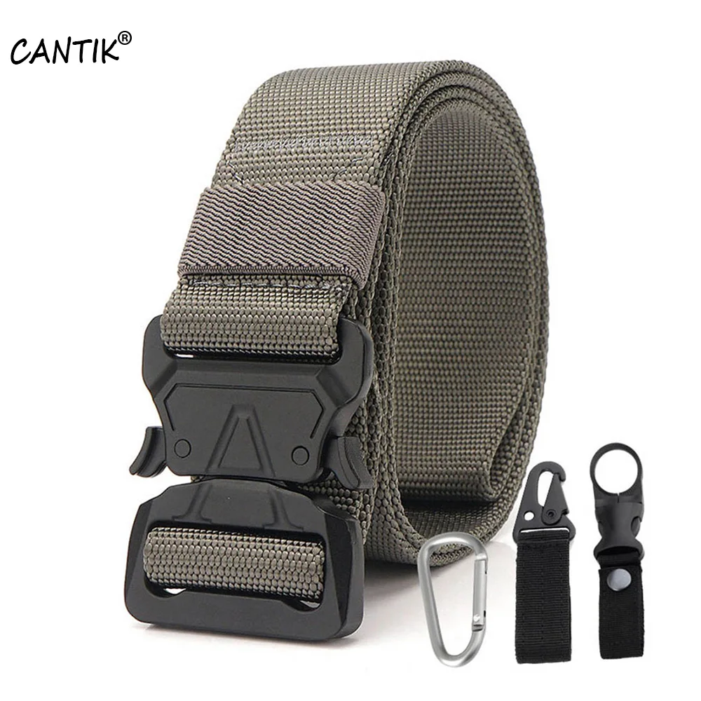 

CANTIK New Black Tactics Military Training Multifunctional Outdoor Sport A Letter Buckle Durable Nylon Belt Men 3.8cm CBCA160