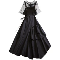 summer womens new style irregular skirt with black straps is thin fashionable design dress and printed t shirt two piece suit