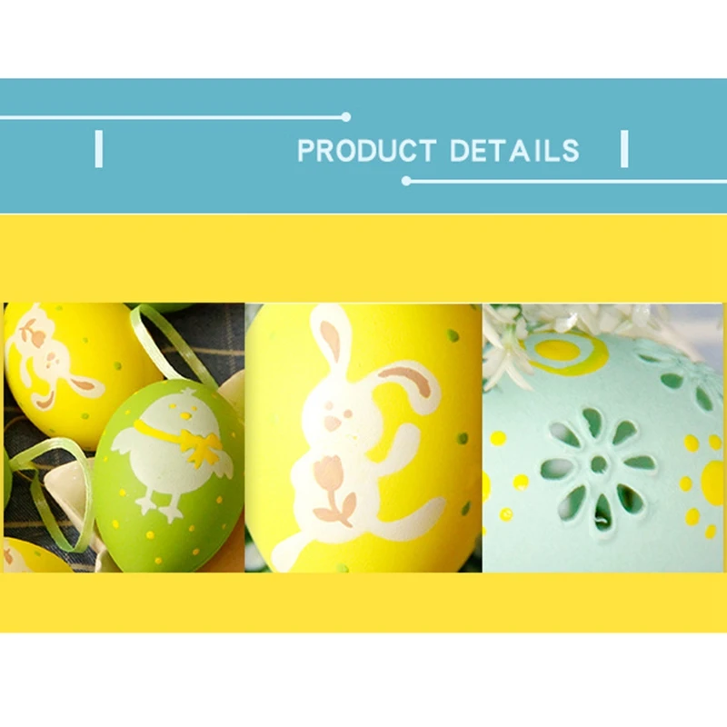 

Hot 10Pcs Foam Easter Eggs Happy Easter Decorations Hand-Painted Eggs DIY Craft Kids Gift Favor Home Decor Easter Party