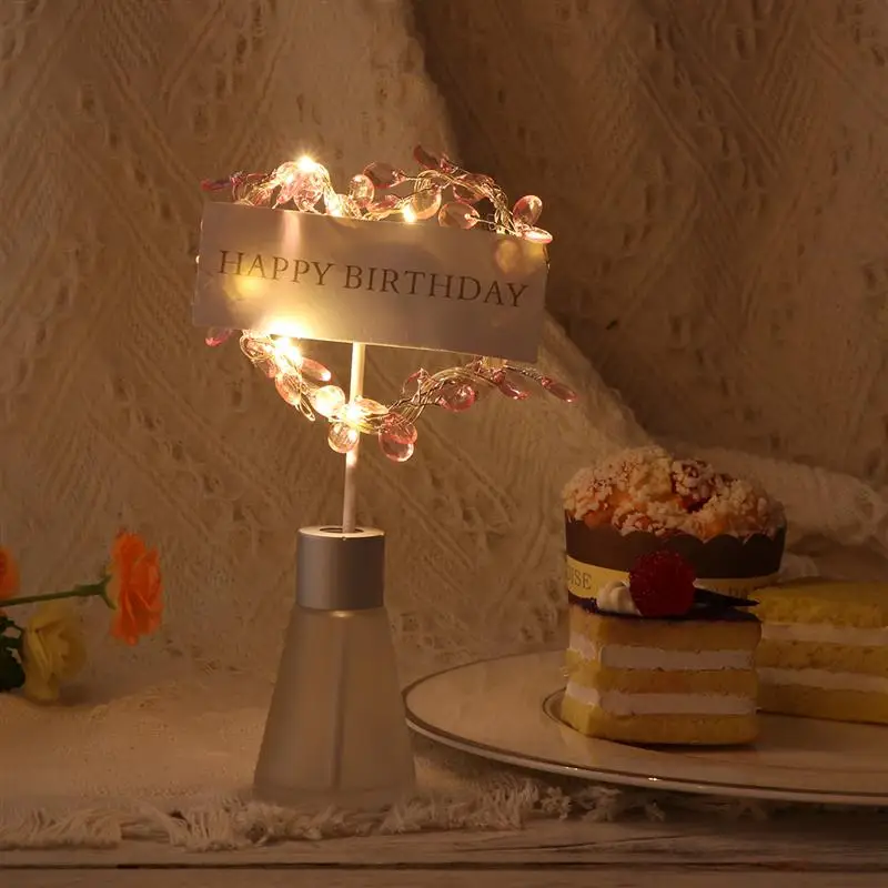 Светящийся торт с днем рождения со стразами в форме сердца Кекс Маффин еда