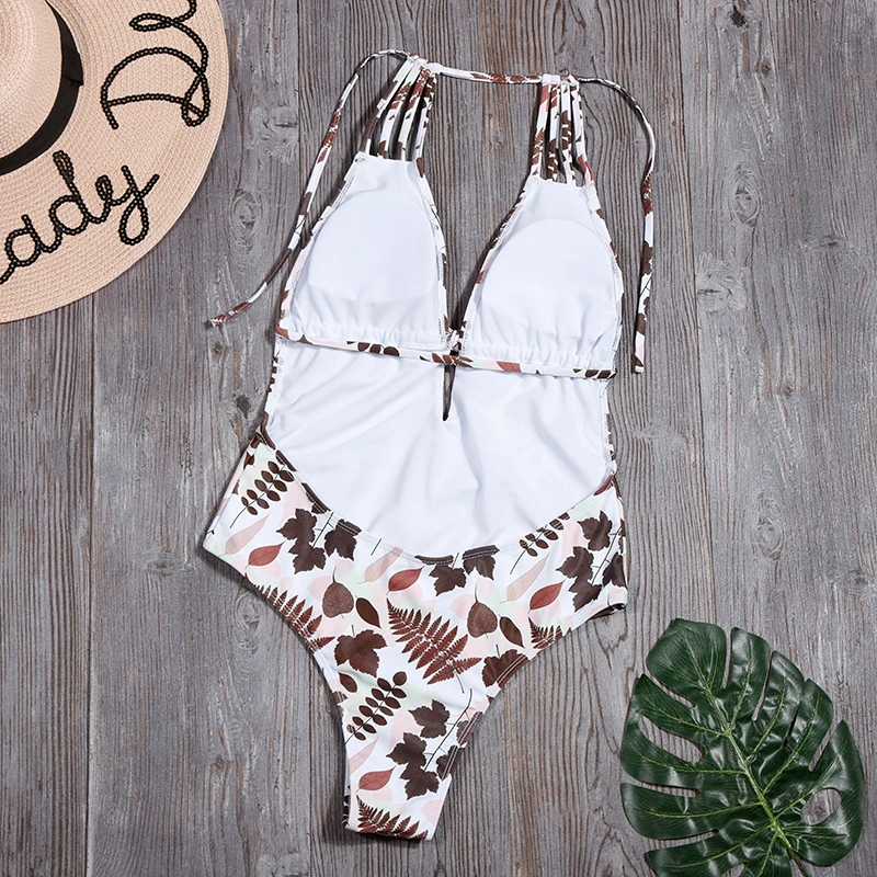 Женский Цельный купальник с принтом сексуальный бикини открытой спиной глубокий