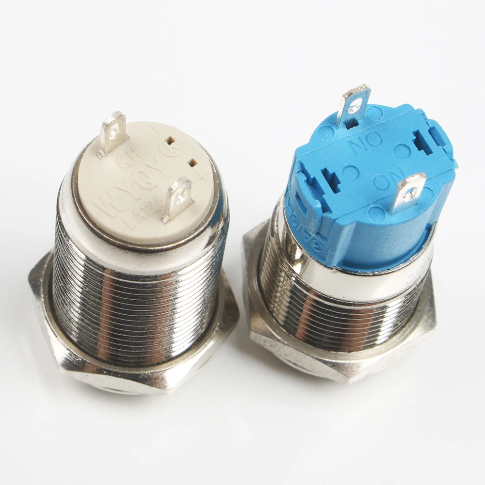 12 мм металлическая кнопка, водонепроницаемый никелированный латунный кнопочный переключатель с фиксацией/самоблокирующимся/фиксированным высоким/плоской головкой ВКЛ-ВЫКЛ