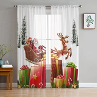 santa claus giving gift christmas tulle curtains for living room decoration bedroom sheer curtains room kitchen window treatment