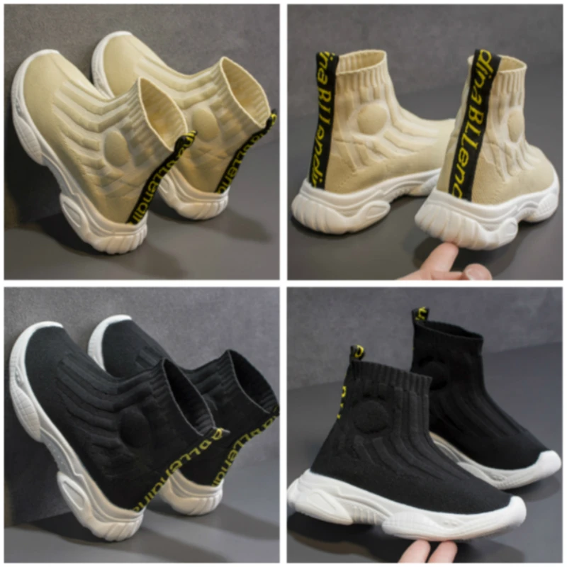 Детские кроссовки со звездами вязаная эластичная подошва дышащая нескользящая