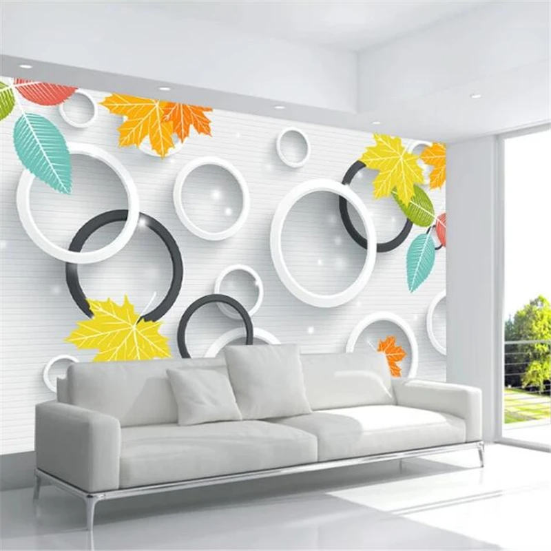 Пользовательские обои свежие и элегантные 3D круглые листья современный