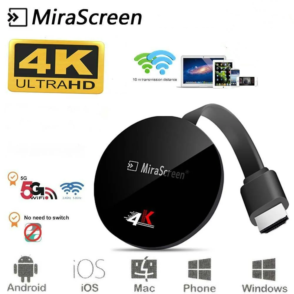 MiraScreen TV Stick Box 2 4G 5G 4K цифровой ключ для Miracast Airplay Беспроводной Wi Fi дисплей IOS Windows