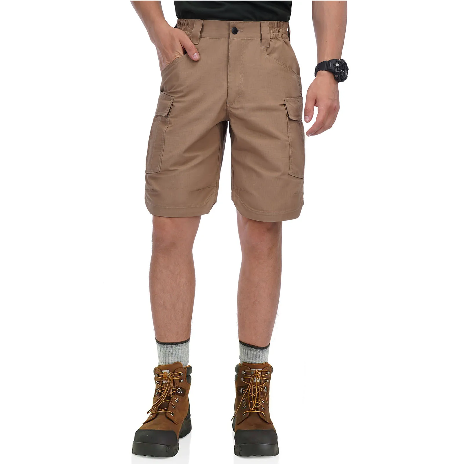 Men's Tactical Shorts HARD LAND Military Camouflage Ripstop Khaki Cargo Work Short with Pockets Jogger Urban Casual Summer