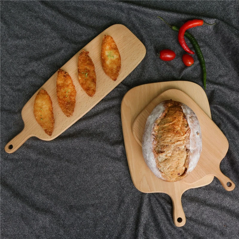 

Wooden Bread Plate Handmade Natural Beech Cake Plates Solid Wood Baking Utensils Home Kitchen Plates Small Chopping Boards