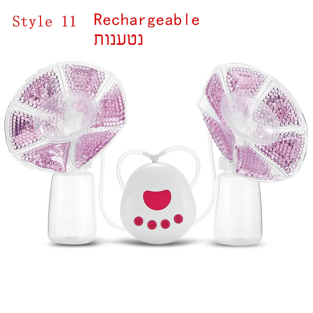 Style 11 Двусторонние электрические молокоотсосы с бутылочкой для молока USB кабель PP BPA бесплатно Мощные интеллектуальные молокоотсосы для грудного вскармливания - Цвет: Style 11