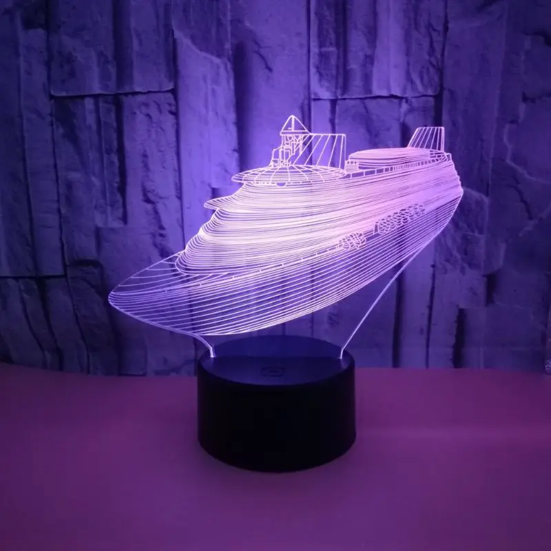 

7 Colors Change 3D Cruise Ship Modeling USB Table Lamp Atmosphere Decoration LED Boat Night Light Baby Sleep Lighting