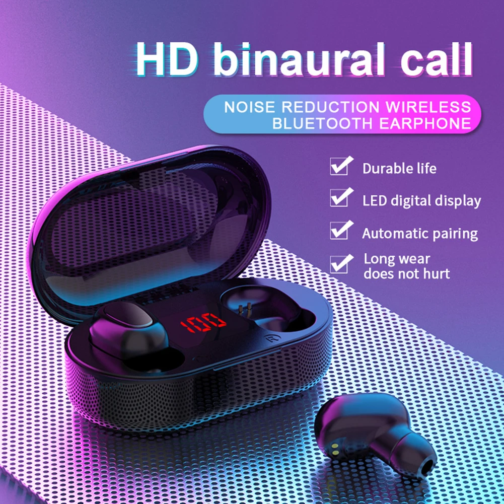 

TWS Bluetooth Earphones Wireless Earbuds 9D Surround Double Noise Reduction Headphone Long Standby Earbuds With Charging Case,