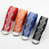 fashion designer unisex harajuku canvas belts silver metal double ring buckle wide waist band letter decoration jeans belts 2021