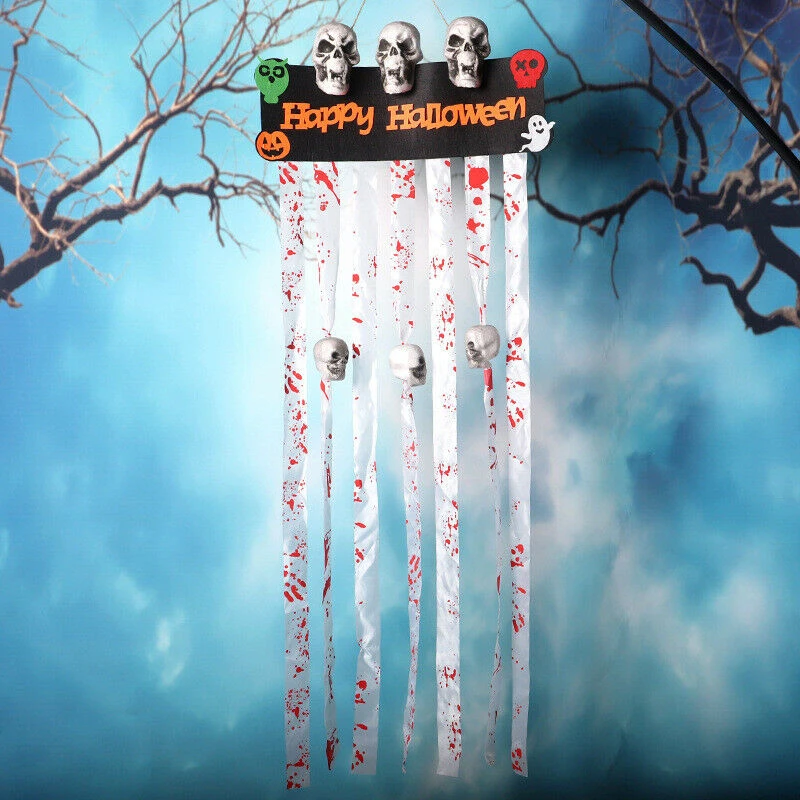 Halloween Hanging Decorations Props Scary Skull Ghost Curtain Outdoor Party Haunted House Grim Reaper Horror Door Decor | Дом и сад