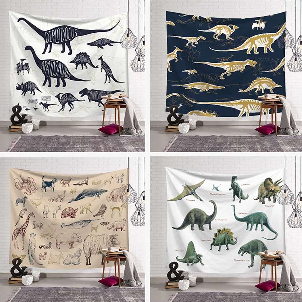 

3D принт с героями мультфильмов, динозавр гобелен настенный художественный пляжное полотенце с изображением животных Коврик для йоги домаш...